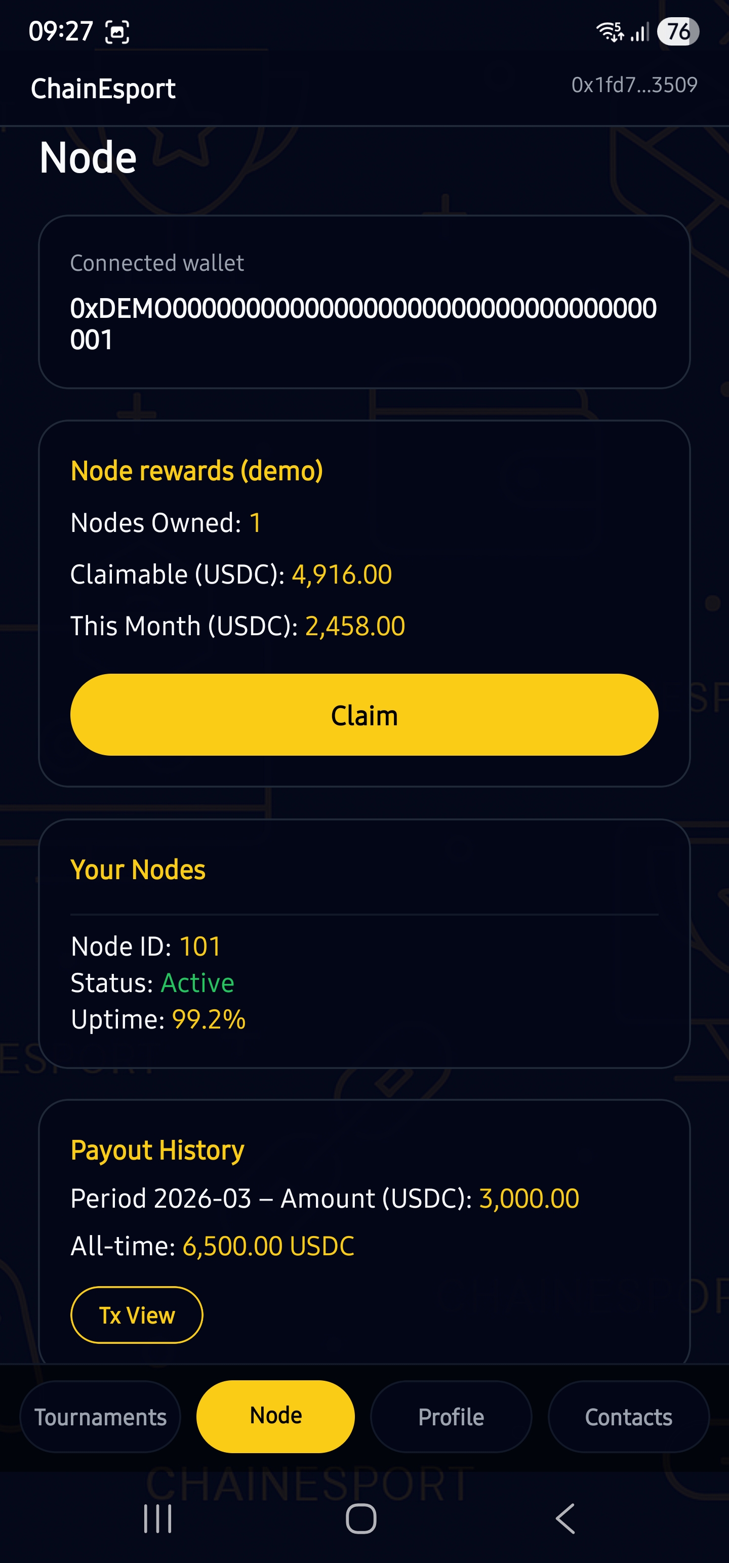 ChainEsport Node Dashboard