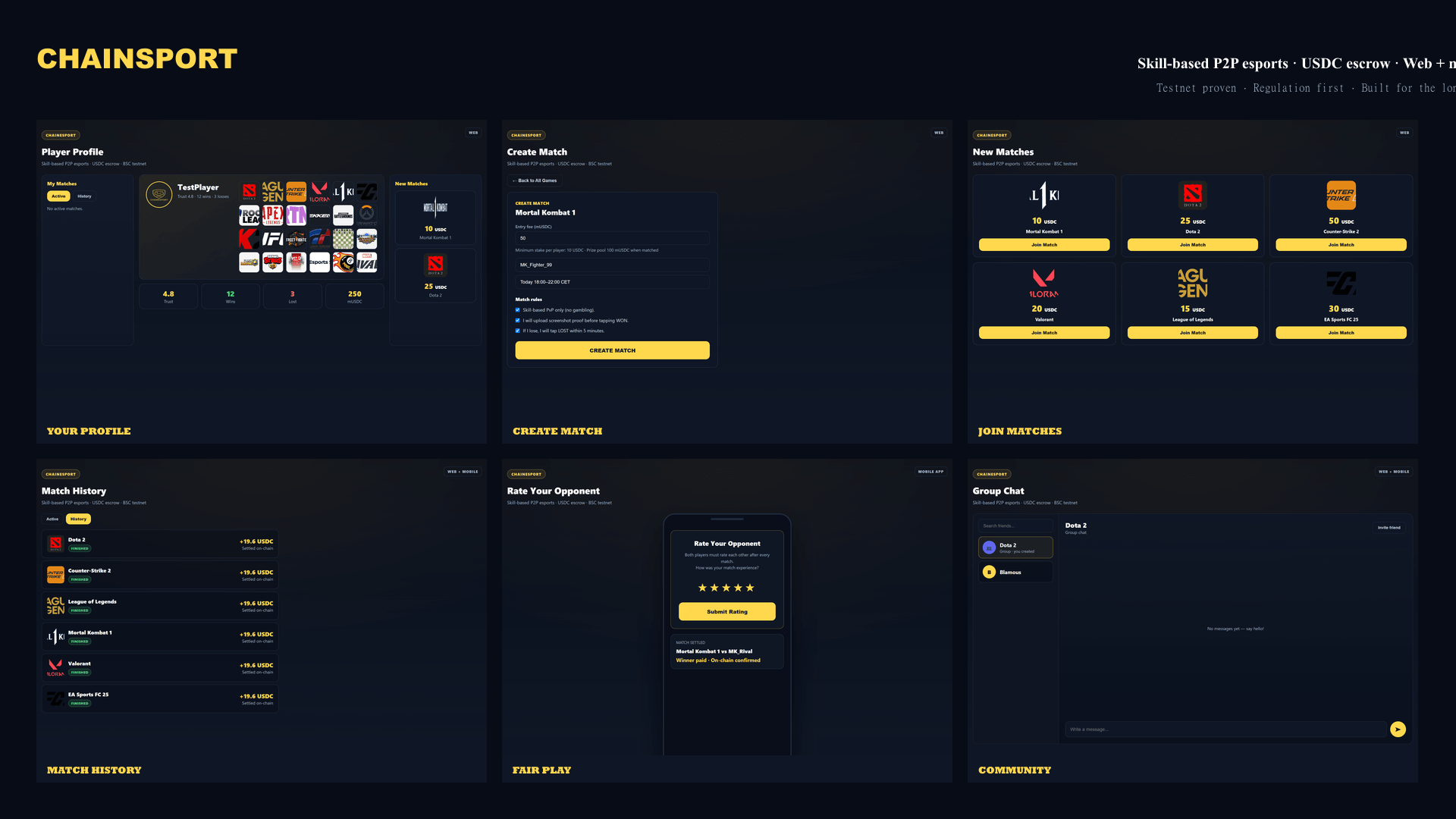 ChainEsport — testnet working on web and mobile, regulation before mainnet
